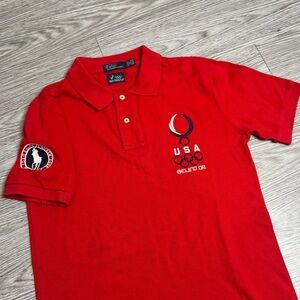 Polo Ralph Lauren 2008 Beijing Women’s Olympics Sz L Short Sleeve Red Polo Shirt